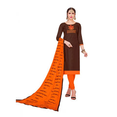 Generic Women's Modal Silk Unstitched Salwar-Suit Material With Dupatta (Brown, 2-2.5mtrs)