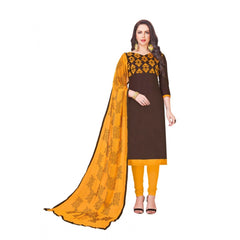 Generic Women's Glaze Cotton Unstitched Salwar-Suit Material With Dupatta (Coffee, 2-2.5mtrs)