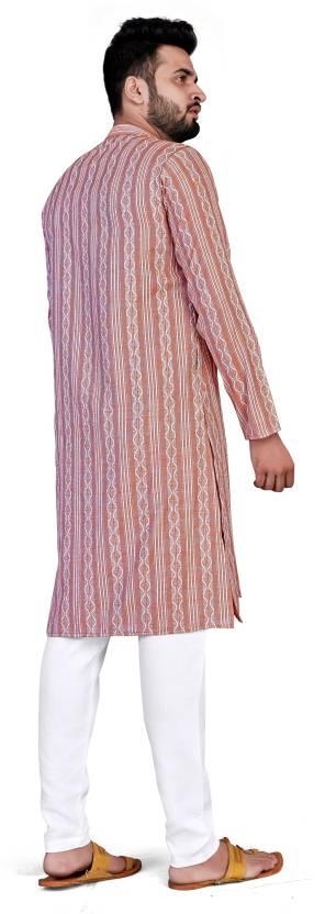 Men Woven Design Khadi Silk Straight Kurta�