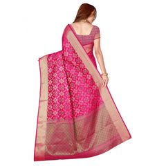 Generic Women's Kanjivaram Silk Saree with Blouse (Pink, 5-6 Mtrs)