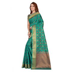 Generic Women's Kanjivaram Silk Saree with Blouse (Green, 5-6 Mtrs)