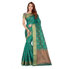 Generic Women's Kanjivaram Silk Saree with Blouse (Green, 5-6 Mtrs)