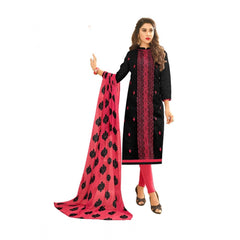 Generischer Salwar Kameez-Anzug aus Baumwolljacquard für Damen, ungesäumt, mit Dupatta (schwarz, 2 m)