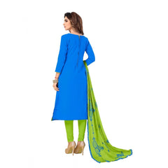 Generic Women's Slub Cotton Unstitched Salwar-Suit Material With Dupatta (Sky Blue, 2 Mtr)