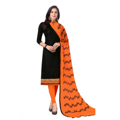 Generic Women's Cotton Unstitched Salwar-Suit Material With Dupatta (Black, 2 Mtr)