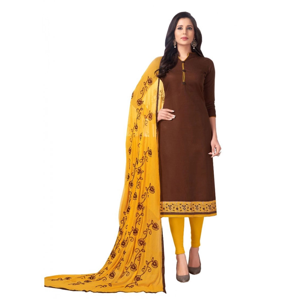 Generischer Salwar Kameez-Anzug aus Baumwolle für Damen, ungesäumt, mit Dupatta (braun, 2 m)