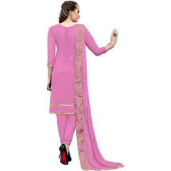 Generic Women's Chanderi Cotton Unstitched Salwar-Suit Material With Dupatta (Pink, 2.20 Mtr)