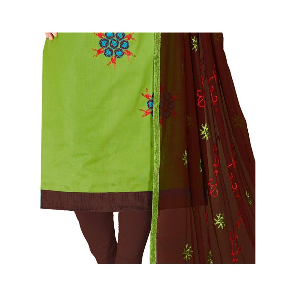 Generischer Salwar Kameez-Anzug aus glänzender Baumwolle für Damen, ungesäumt, mit Dupatta (grün, 2 m)