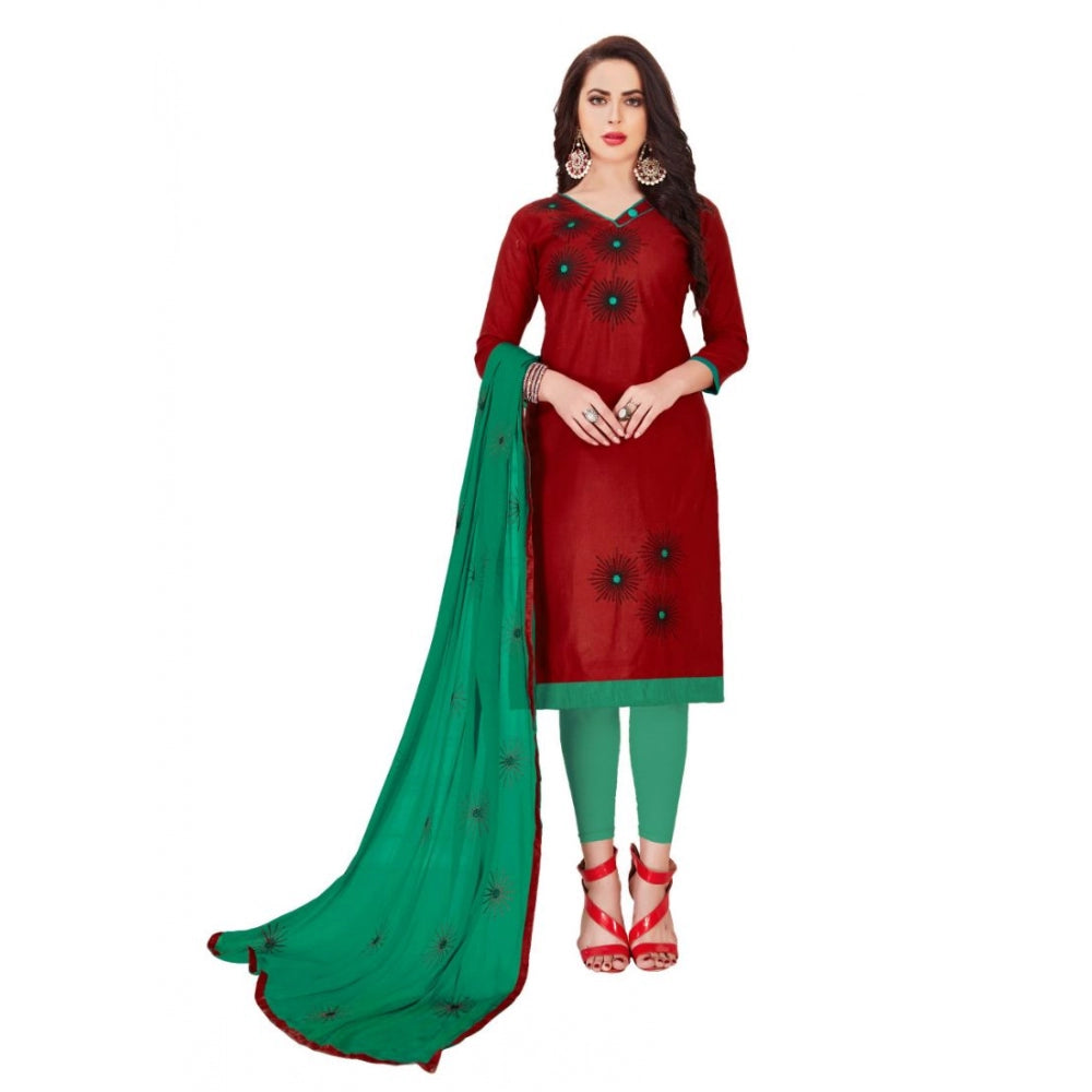 Generic Women's Glaze Cotton Unstitched Salwar-Suit Material With Dupatta (Maroon, 2 Mtr)