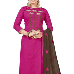 Generischer Salwar Kameez aus ungesäumter Slub-Baumwolle für Damen mit Dupatta (Pink, 2 m)