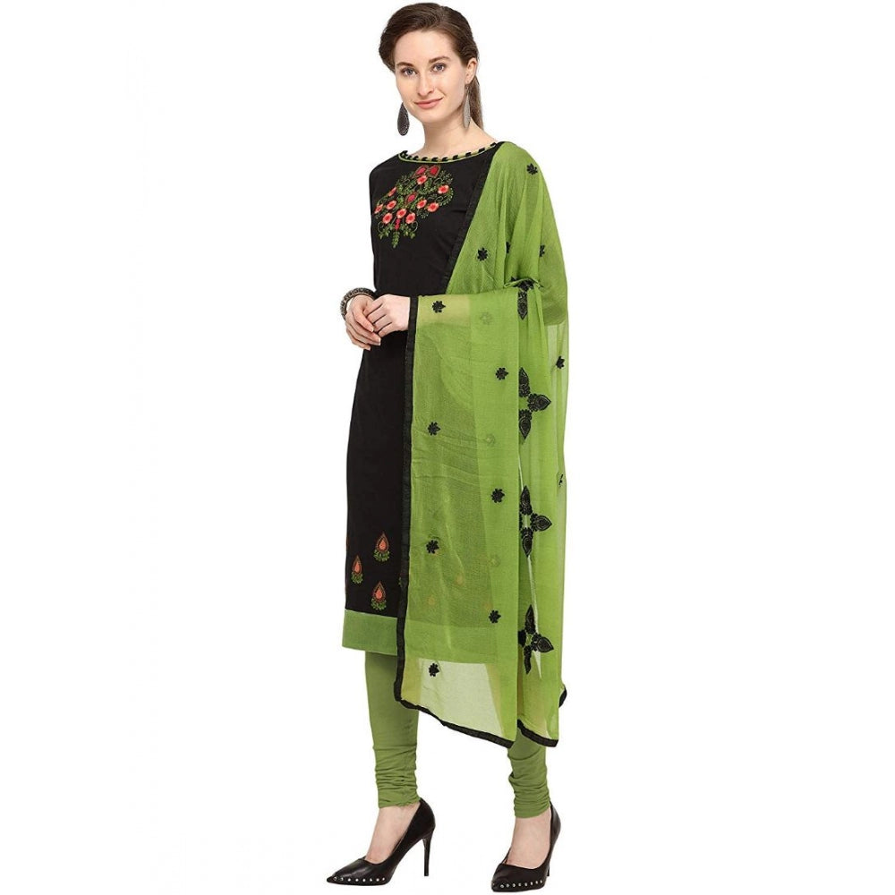 Generischer Salwar Kameez aus ungesäumter Slub-Baumwolle für Damen mit Dupatta (Schwarz, 2 m)