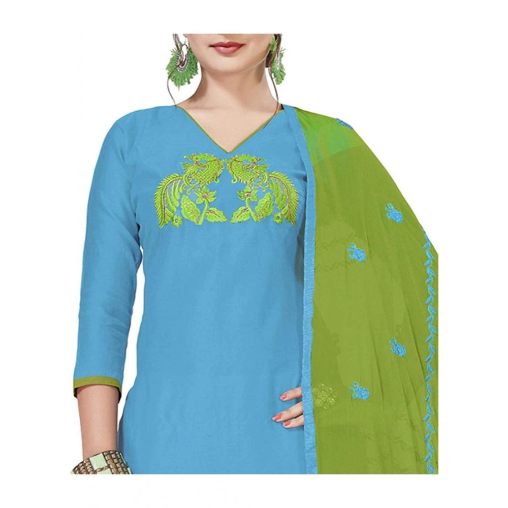 Generischer Salwar Kameez-Stoff aus Modalseide für Damen ohne Nähte mit Dupatta (Himmelblau, 2 m)