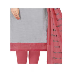 Generischer Salwar Kameez-Anzug aus Modalseide für Damen, ungesäumt, mit Dupatta (Hellgrau, 2 m)