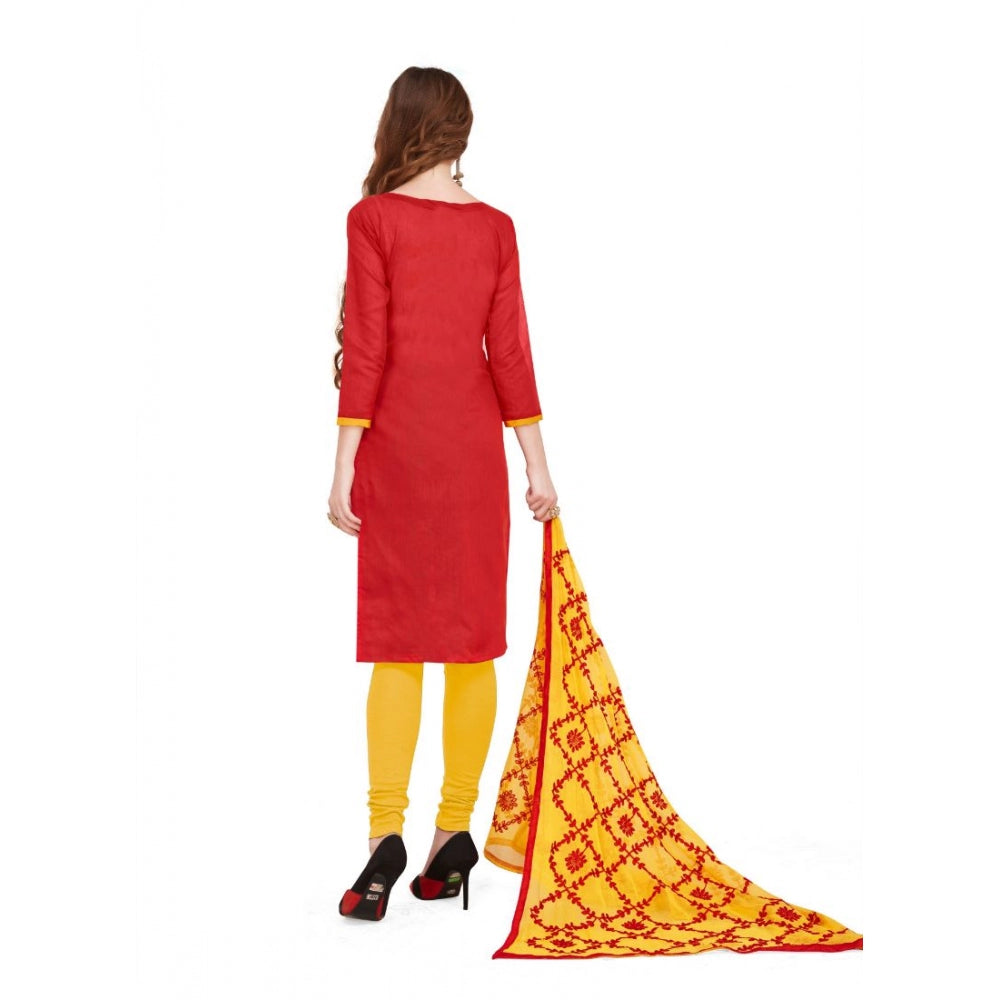 Generischer Damen-Salwar-Anzugstoff aus Banarasi-Jacquard ohne Nähte mit Dupatta (rot, 2 m)