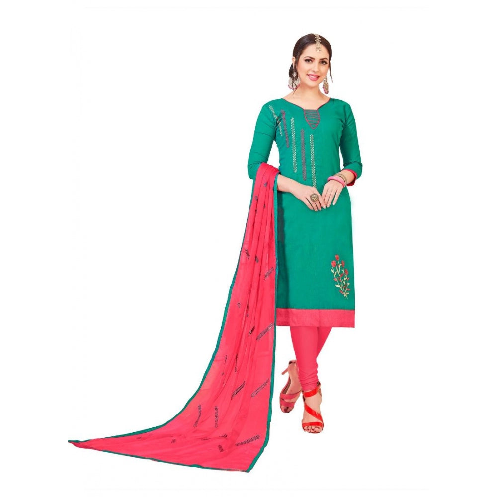 Generischer Salwar Kameez-Anzug aus Slub-Baumwolle für Damen, ungesäumt, mit Dupatta (Türkis, 2 m)