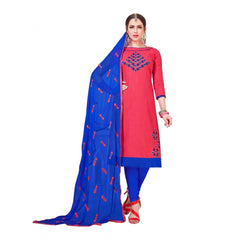 Generischer Salwar Kameez aus ungesäumter Slub-Baumwolle für Damen mit Dupatta (Pink, 2 m)