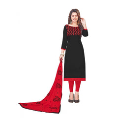 Generischer Salwar Kameez aus glänzender Baumwolle für Damen, ungesäumt, mit Dupatta (schwarz, 2 m)