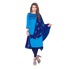 Generischer Salwar Kameez-Anzug aus glänzender Baumwolle für Damen, ungesäumt, mit Dupatta (blau, 2 m)