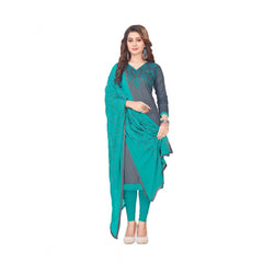 Generischer Salwar Kameez-Anzug aus glänzender Baumwolle für Damen, ungesäumt, mit Dupatta (grau, 2 m)