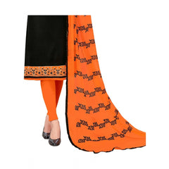 Generic Women's Cotton Unstitched Salwar-Suit Material With Dupatta (Black, 2 Mtr)