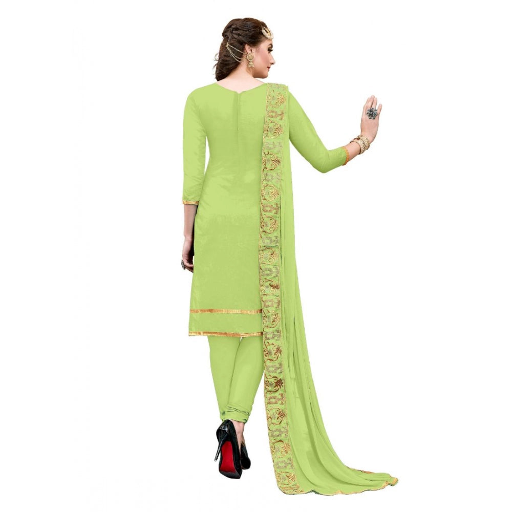 Generischer Salwar Kameez-Stoff aus ungesäumter Chanderi-Baumwolle für Damen mit Dupatta (Hellgrün, 2,20 m)