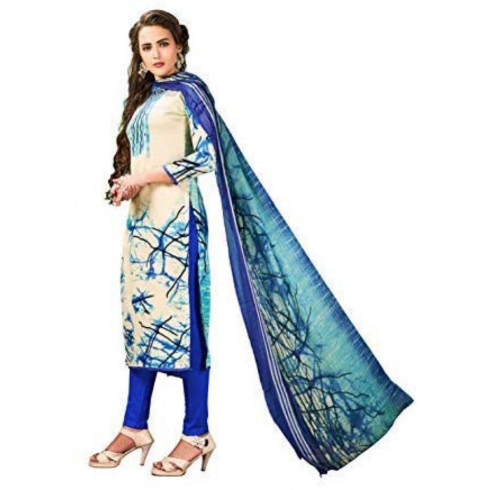 Generischer Salwar Kameez-Stoff aus ungesäumter Baumwolle für Damen mit Dupatta (Creme, 2,5 m)