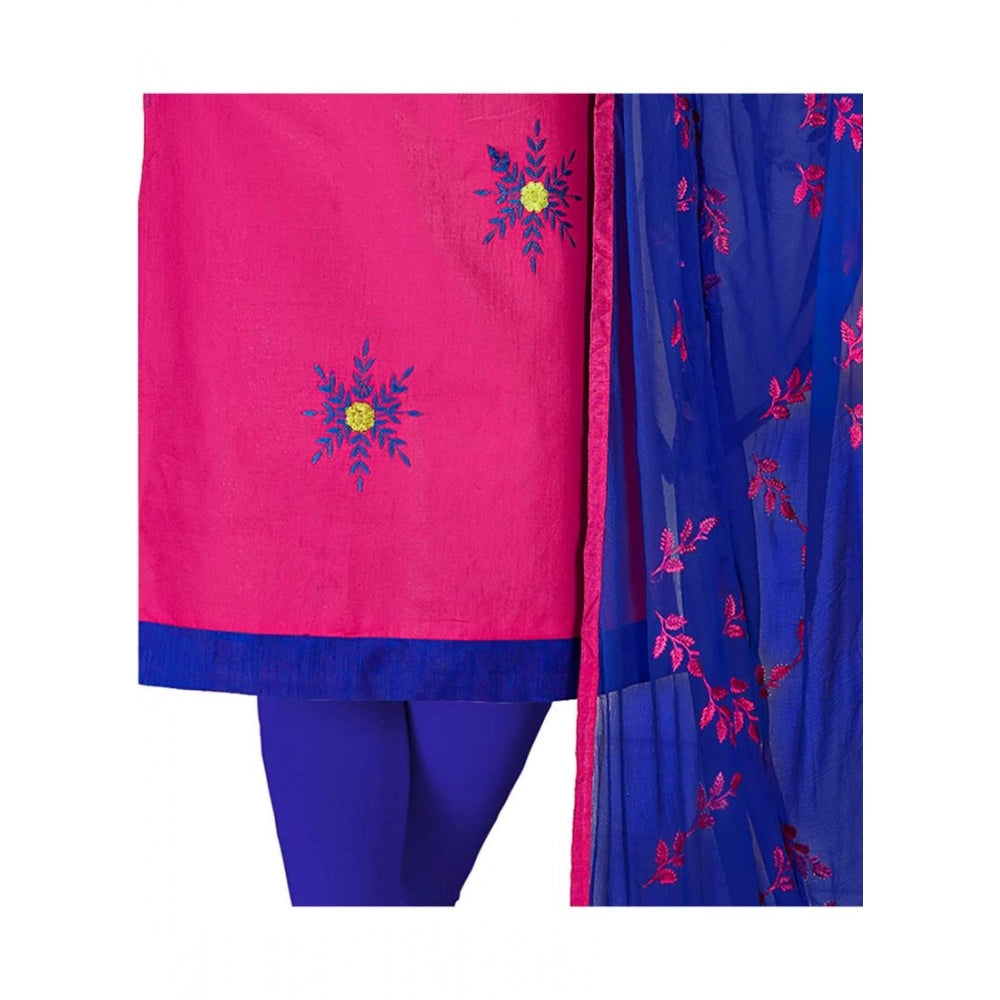 Generischer Salwar Kameez-Anzug aus glänzender Baumwolle für Damen, ungesäumt, mit Dupatta (Pink, 2 m)