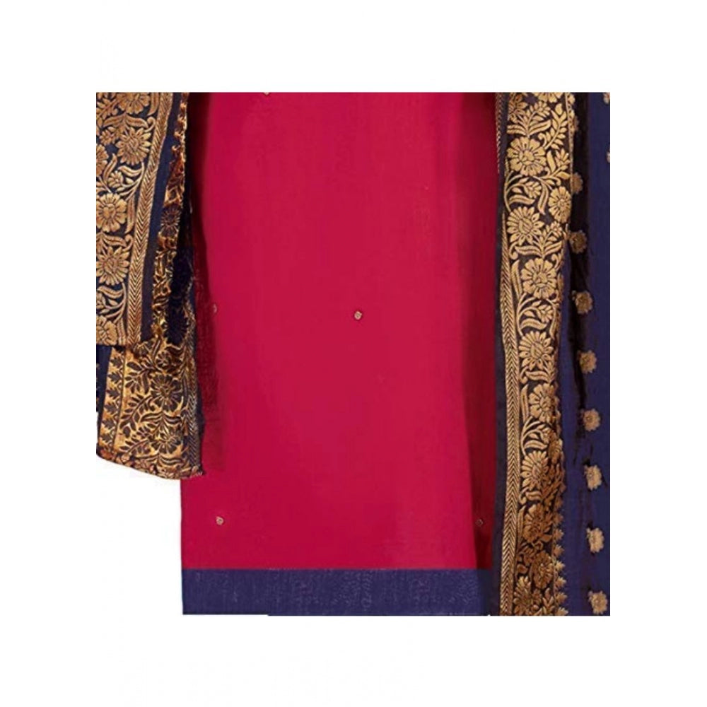 Generischer Salwar Kameez-Anzug aus Slub-Baumwolle für Damen, ungesäumt, mit Dupatta (Magenta, 2 m)