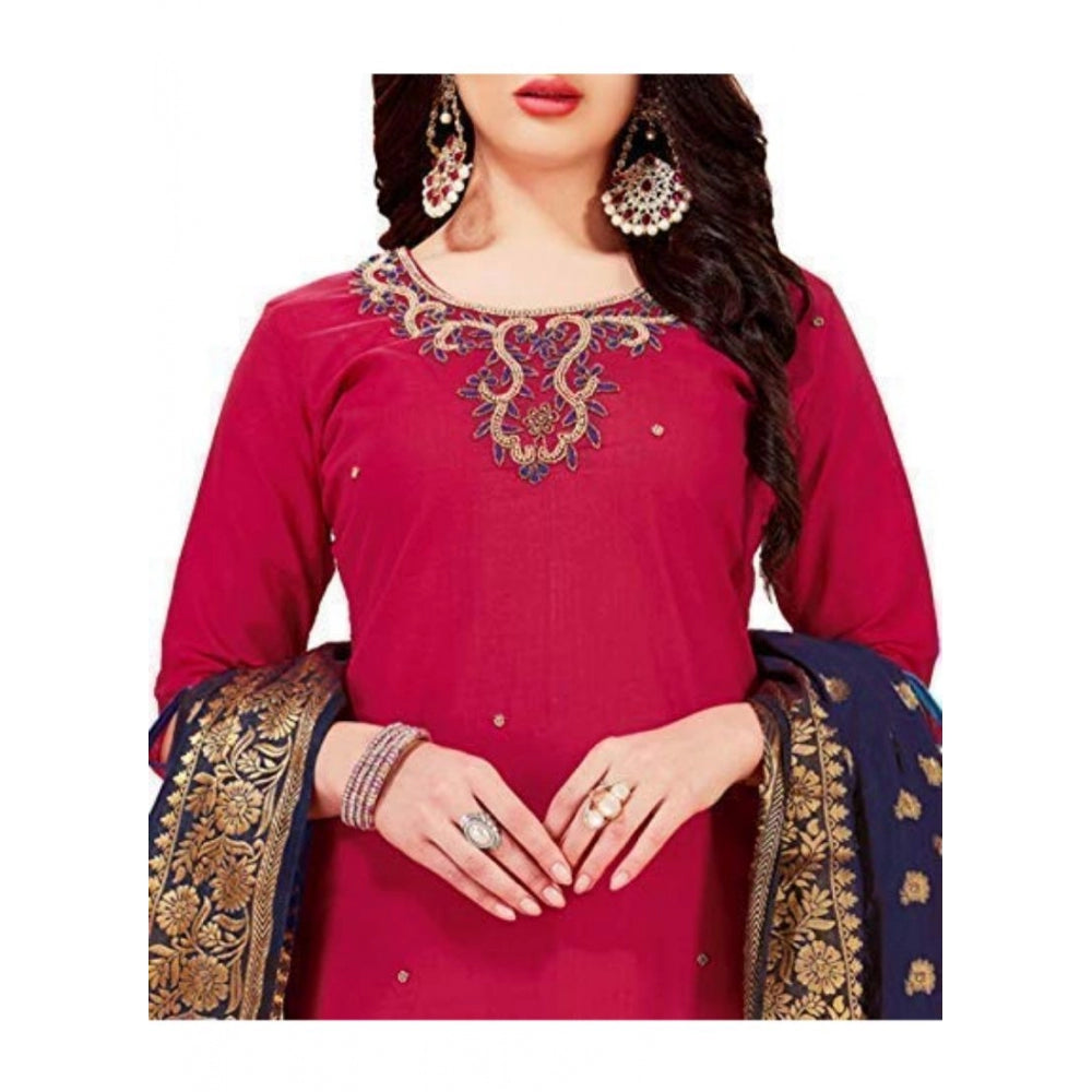 Generischer Salwar Kameez-Anzug aus Slub-Baumwolle für Damen, ungesäumt, mit Dupatta (Magenta, 2 m)