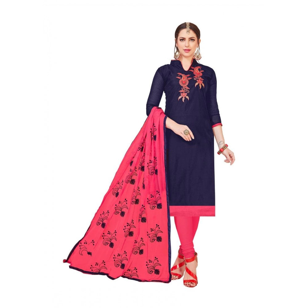 Generischer Salwar Kameez-Anzug aus Modalseide für Damen, ungesäumt, mit Dupatta (Marineblau, 2 m)