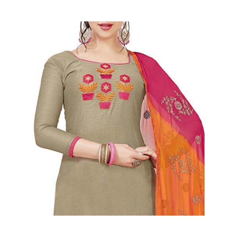 Generischer Salwar Kameez-Anzug aus Modalseide für Damen, ungesäumt, mit Dupatta (Beige, 2 m)