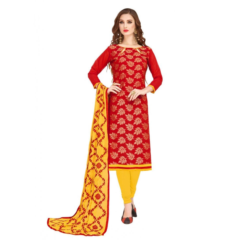 Generischer Damen-Salwar-Anzugstoff aus Banarasi-Jacquard ohne Nähte mit Dupatta (rot, 2 m)