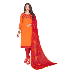 Generischer Salwar Kameez aus ungesäumter Slub-Baumwolle für Damen mit Dupatta (Orange, 2 m)