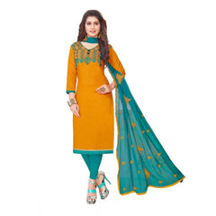 Generischer Salwar Kameez aus ungesäumter Slub-Baumwolle für Damen mit Dupatta (Orange, 2 m)