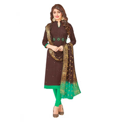 Generic Women's South Slub Cotton Unstitched Salwar-Suit Material With Dupatta (Brown, 2 Mtr)