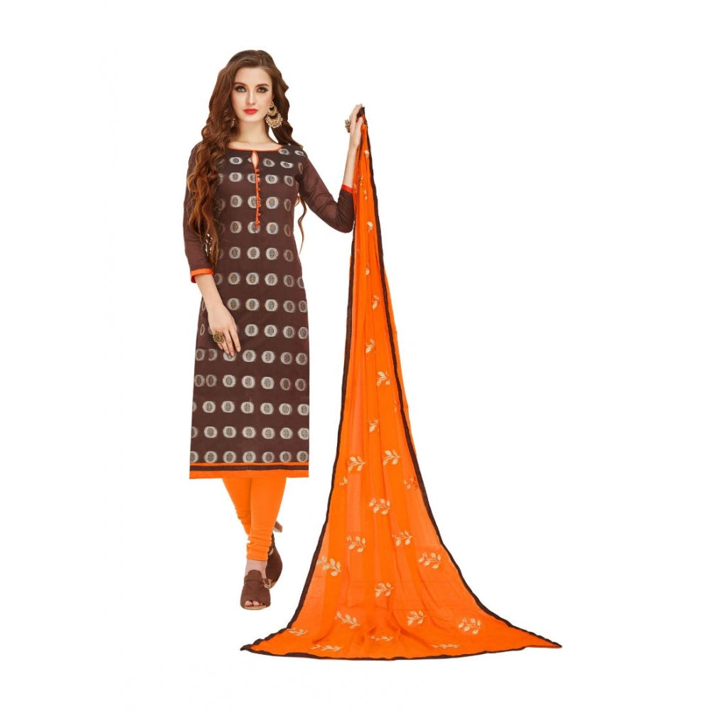 Generischer Damen-Salwar-Anzugstoff aus Banarasi-Jacquard ohne Nähte mit Dupatta (braun, 2 m)