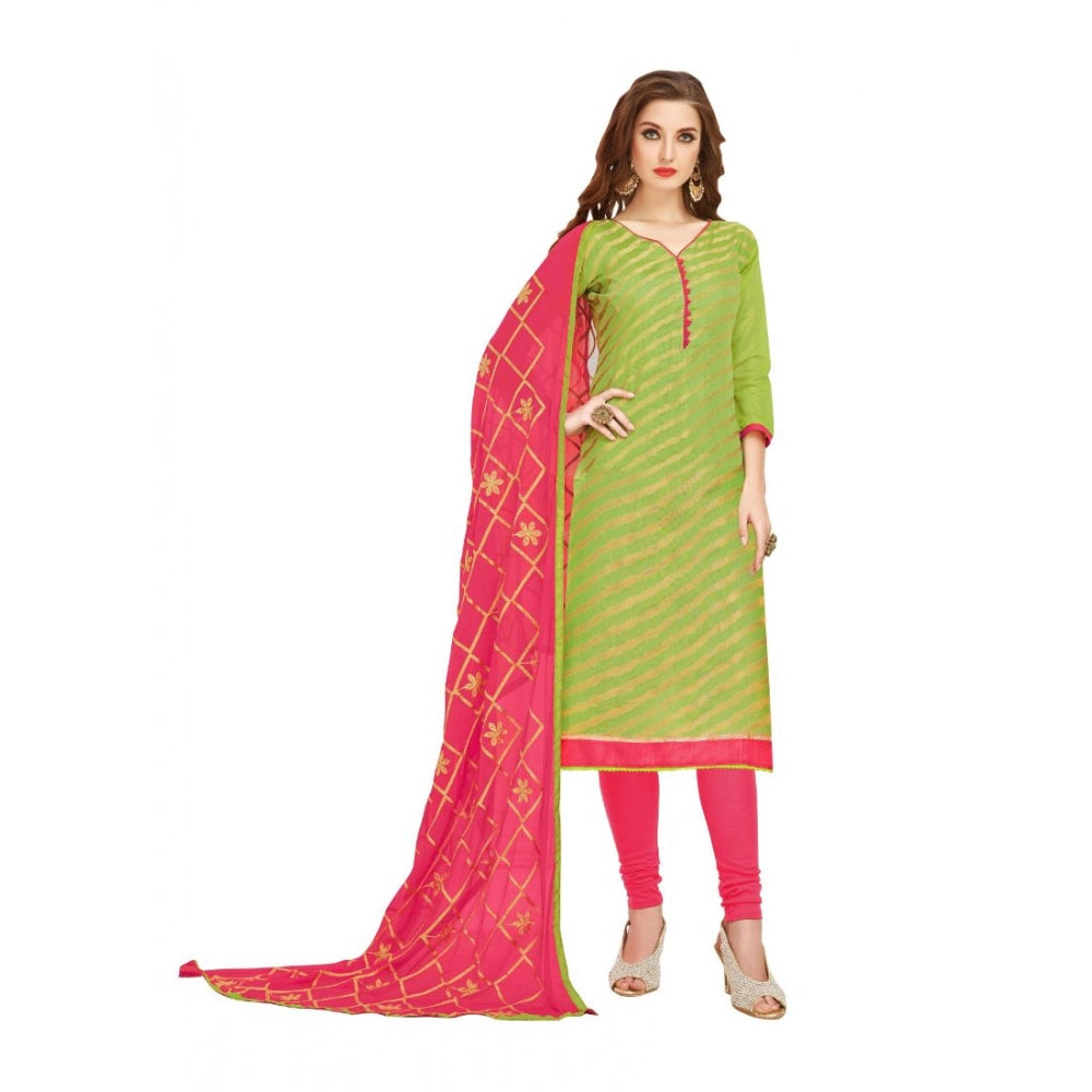 Generic Women's Banarasi Jacquard Unstitched Salwar-Suit Material With Dupatta (Green, 2 Mtr)