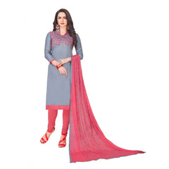 Generischer Salwar Kameez-Anzug aus glänzender Baumwolle für Damen, ungesäumt, mit Dupatta (grau, 2 m)