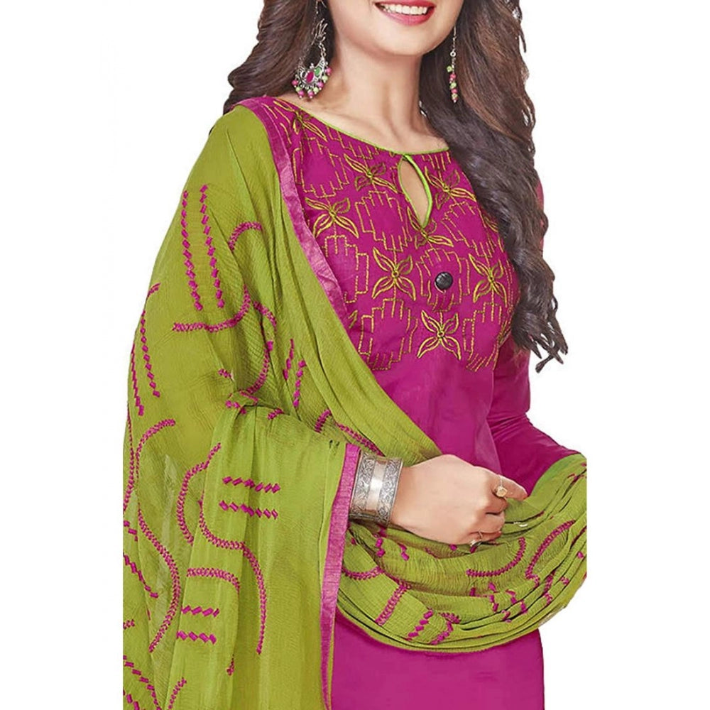 Generischer Salwar Kameez-Anzug aus glänzender Baumwolle für Damen, ungesäumt, mit Dupatta (Pink, 2 m)