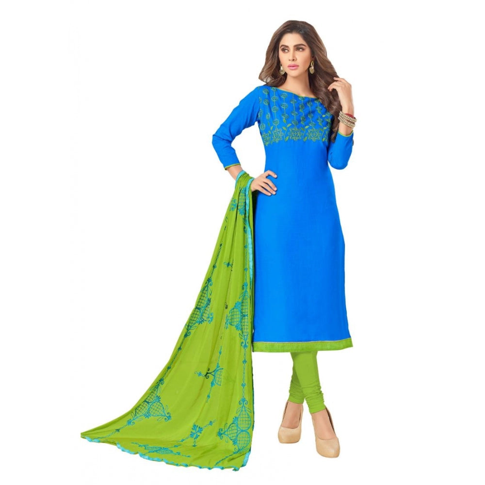 Generischer Salwar Kameez aus ungesäumter Slub-Baumwolle für Damen mit Dupatta (Himmelblau, 2 m)