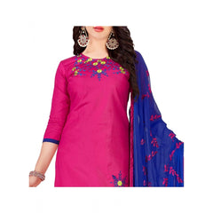 Generic Women's Glaze Cotton Unstitched Salwar-Suit Material With Dupatta (Pink, 2 Mtr)