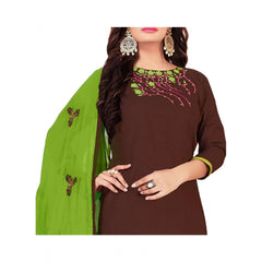 Generischer Salwar Kameez aus glänzender Baumwolle für Damen, ungesäumt, mit Dupatta (braun, 2 m)