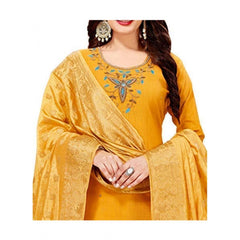 Generischer Salwar Kameez aus ungesäumter Slub-Baumwolle für Damen mit Dupatta (gelb, 2 m)