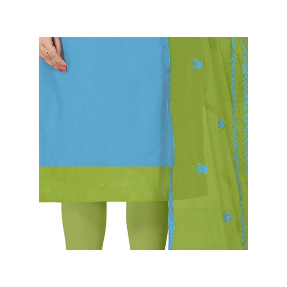 Generic Women's Modal Silk Unstitched Salwar-Suit Material With Dupatta (Sky Blue, 2 Mtr)