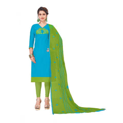 Generic Women's Modal Silk Unstitched Salwar-Suit Material With Dupatta (Sky Blue, 2 Mtr)