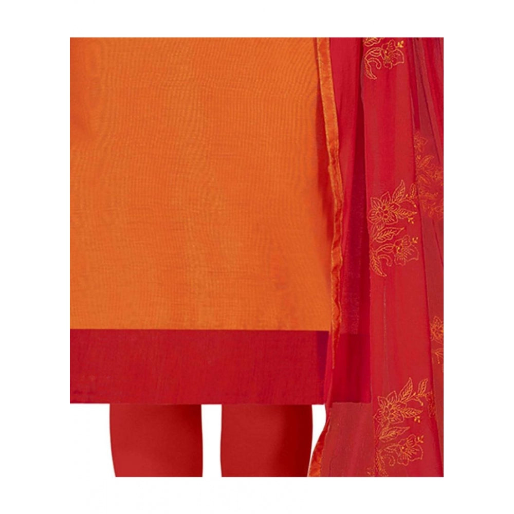 Generischer Salwar Kameez-Stoff aus Modalseide für Damen ohne Nähte mit Dupatta (Orange, 2 m)