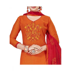 Generic Women's Modal Silk Unstitched Salwar-Suit Material With Dupatta (Orange, 2 Mtr)