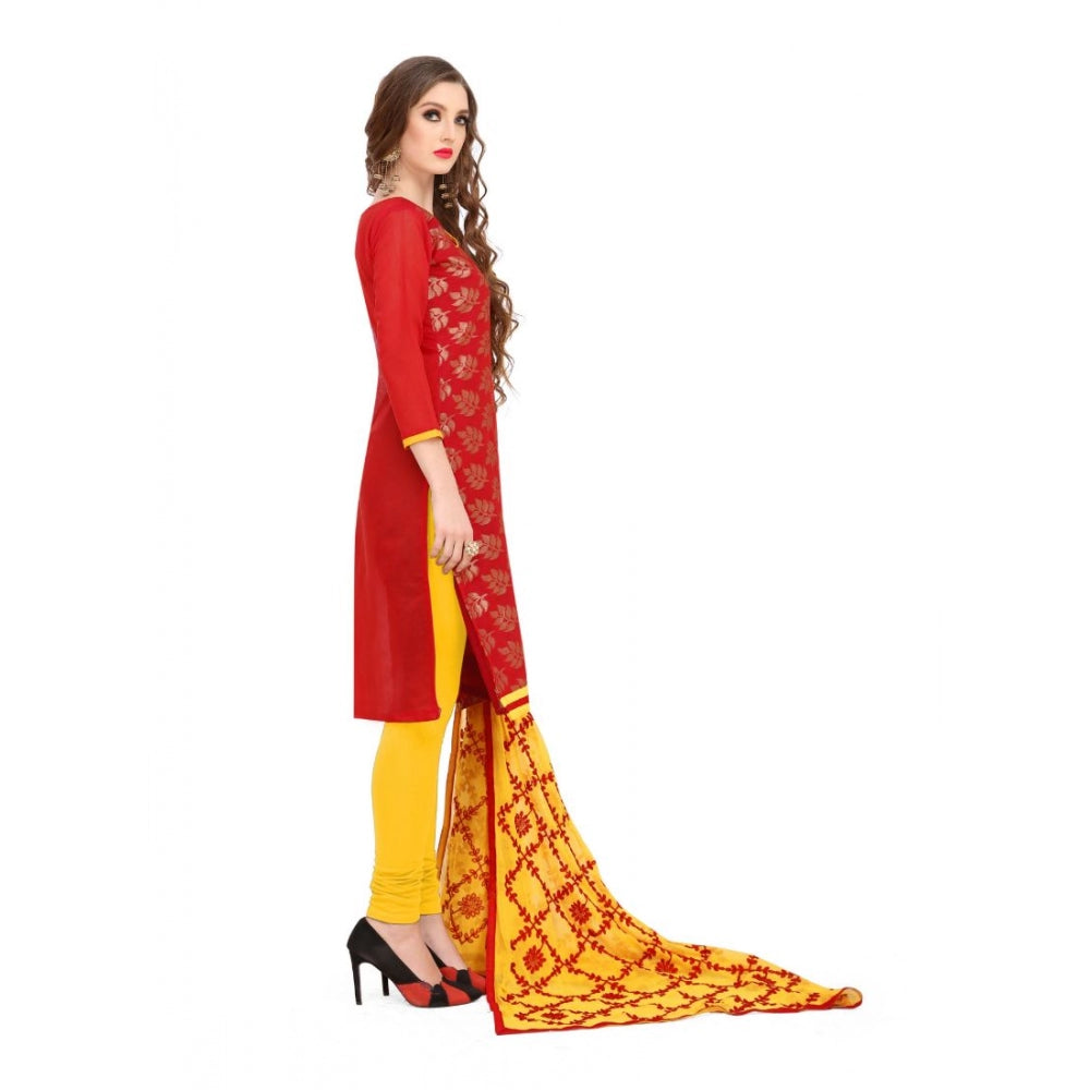 Generischer Damen-Salwar-Anzugstoff aus Banarasi-Jacquard ohne Nähte mit Dupatta (rot, 2 m)