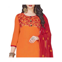 Generischer Salwar Kameez aus ungesäumter Slub-Baumwolle für Damen mit Dupatta (Orange, 2 m)