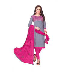 Generischer Salwar Kameez-Anzug aus Slub-Baumwolle für Damen, ungesäumt, mit Dupatta (grau, 2 m)